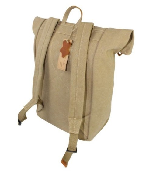 Stylowy i Elegancki Plecak Jennifer Jones JJ4548 Canvas Z Elementami Skórzanymi SŁOMIANY 30 x 43 x 16 [cm]