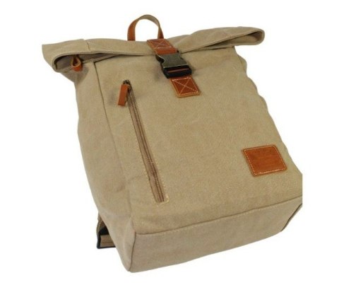 Stylowy i Elegancki Plecak Jennifer Jones JJ4548 Canvas Z Elementami Skórzanymi SŁOMIANY 30 x 43 x 16 [cm]