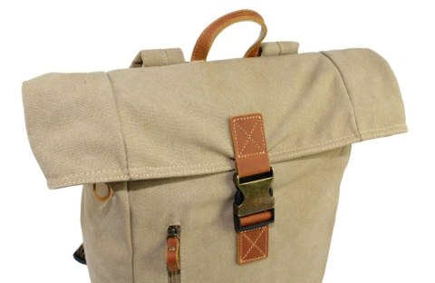 Stylowy i Elegancki Plecak Jennifer Jones JJ4548 Canvas Z Elementami Skórzanymi SŁOMIANY 30 x 43 x 16 [cm]