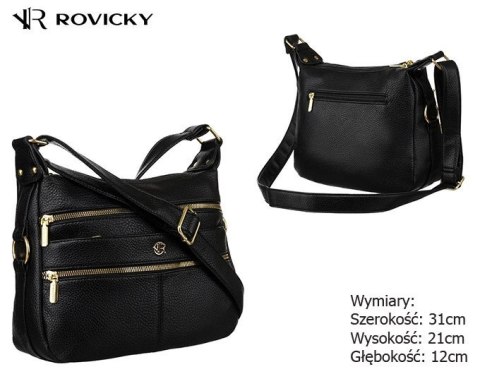 Torebka Z Ekologicznej Skóry Włoskiej Rovicky (PL) R-KP-12-A19- 0125 CZARNA  31 x 21 x 12 [cm]