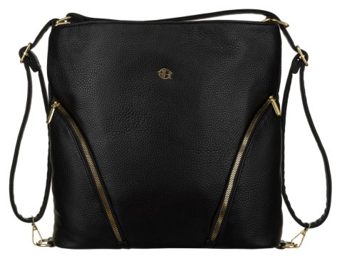 Torebka Z Funkcją Plecaka 2w1 Ze Skóry Włoskiej Ekologicznej Rovicky (PL) R-KP-18-A19 CZARNA 38 x 32 x 14 [cm]