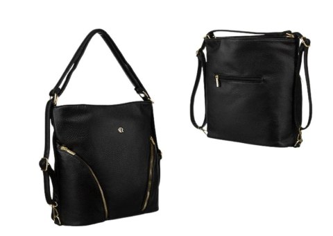Torebka Z Funkcją Plecaka 2w1 Ze Skóry Włoskiej Ekologicznej Rovicky (PL) R-KP-18-A19 CZARNA 38 x 32 x 14 [cm]