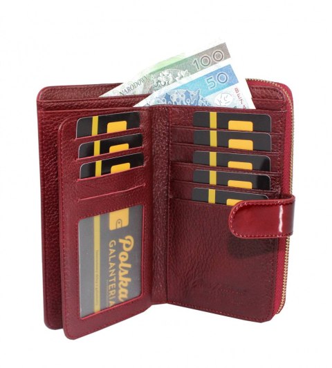Portfel Damski Skóra Licowa Lakierowana PETERSON Duży Z Suwakiem Piórnik Z Zapięciem BC 603 RFID 16,5 x 10,5 x 3 [cm]