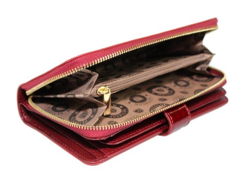 Portfel Damski Skóra Licowa Lakierowana PETERSON Duży Z Suwakiem Piórnik Z Zapięciem BC 603 RFID 16,5 x 10,5 x 3 [cm]