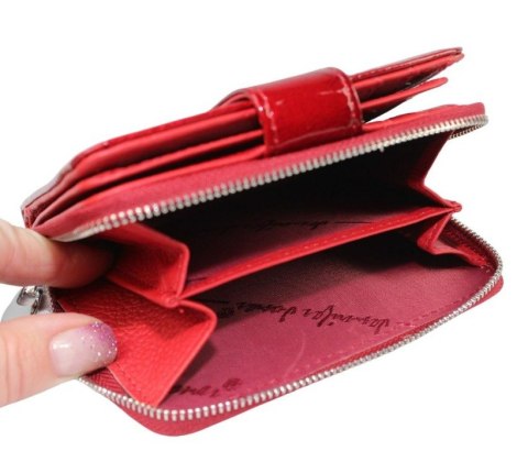 Portfel Damski Skóra Naturalna JENNIFER JONES Średni Z Suwakiem Piórnik Lakierowany JJ5198-12 12,5 x 8,5 x 3 [cm]