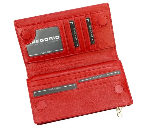 Portfel Damski Skórzany GREGORIO Lakierowany Długi Z Suwakiem Na Zewnątrz BTS-124 CZARNY 19,5 x 10 x 3,5 [cm]