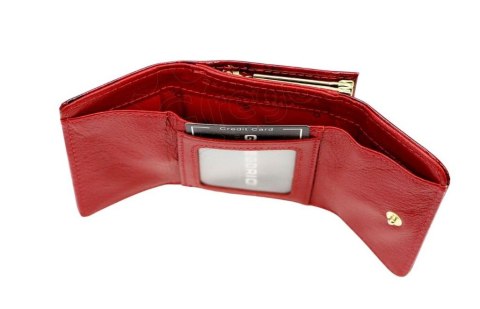 Portfel Damski Skórzany GREGORIO Skóra Licowa Lakierowany Mały Z Klamrą BTS-126 CZARNY 9.5 x 8 x 2.5 [cm]