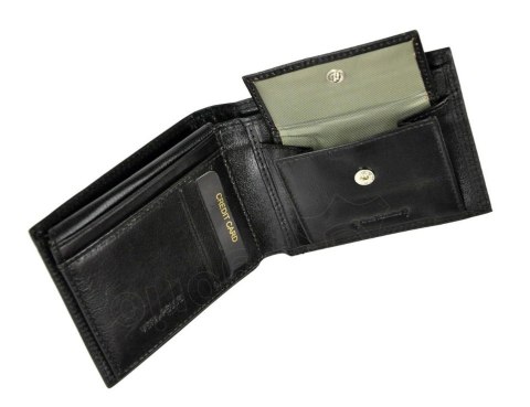 Portfel Męski Skórzany VALENTINI Mały Skóra Bydlęca Poziomy Jedno Skrzydełko 987-992 CZARNY 11 x 8,5 x 2 [cm]
