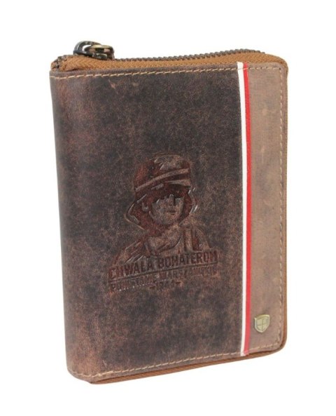 Portfel Peterson Skóra Licowa Duży Pionowy Metalowy Suwak POWSTANIE WARSZAWSKIE 340P-03 RFID 13 x 10 x 2 [cm]