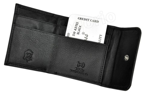 Portfel Skórzany ALBATROSS(PL) Skóra Licowa Mały Kostka Bez Zapięcia 3765 CZARNY RFID 8,5 x 7,5 x 2 [cm]