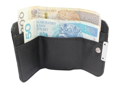 Portfel Skórzany Jennifer Jones Bułeczka Skóra Naturalna Lakierowana Z Suwakiem 5263-14 CZARNY 9,5 x 7 x 3 [cm]