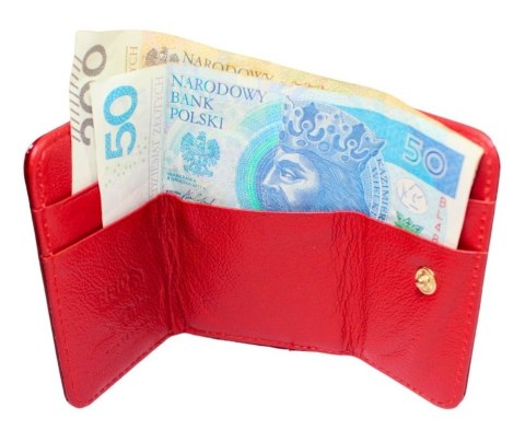 Portfel Skórzany Peterson Bułeczka Skóra Naturalna Z Suwakiem RFID PTN-423229 CZERWONY 9 x 7 x 3 [cm]