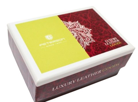 Portfel Skórzany Peterson Bułeczka Skóra Naturalna Z Suwakiem RFID PTN-423229 CZERWONY 9 x 7 x 3 [cm]