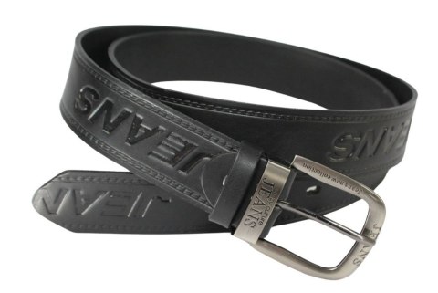 Pasek Skórzany CezMar (PL) Tłoczony Napis "JEANS" Skóra Licowa EXTRA 40 mm Czarny
