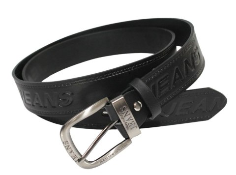 Pasek Skórzany CezMar (PL) Tłoczony Napis "JEANS" Skóra Licowa EXTRA 40 mm Czarny