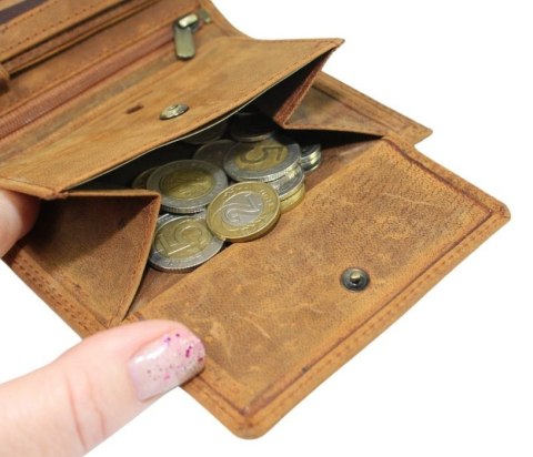 Portfel Męski Skórzany ALWAYS WILD Skóra Licowa Duży Pionowy   RFID AW-N4-GHD/5398 BRĄZOWY 13 x 10 x 2 [cm]