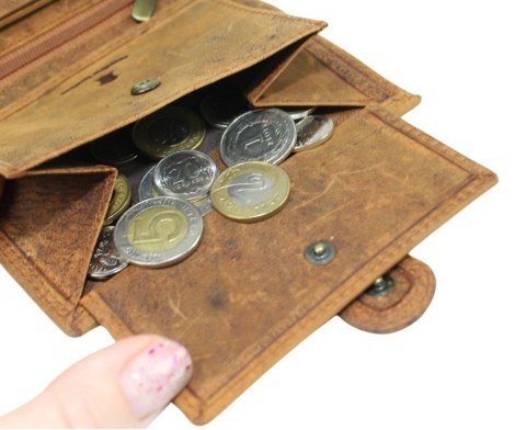 Portfel Męski Skórzany ALWAYS WILD Skóra Licowa Duży Pionowy Z Zapięciem RFID AW-N4L-GHD/5404 BRĄZOWY 13 x 10 x 2 [cm]