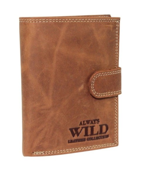 Portfel Męski Skórzany ALWAYS WILD Skóra Licowa Duży Pionowy Z Zapięciem RIFD N4L-CHM 13 x 10 x 2 [cm]