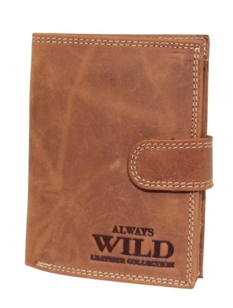 Portfel Męski Skórzany ALWAYS WILD Skóra Licowa Duży Pionowy Z Zapięciem RIFD N4L-CHM 13 x 10 x 2 [cm]