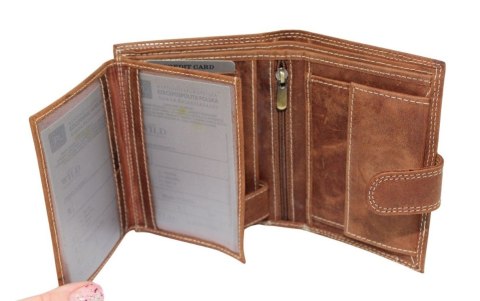 Portfel Męski Skórzany ALWAYS WILD Skóra Licowa Duży Pionowy Z Zapięciem RIFD N4L-CHM 13 x 10 x 2 [cm]