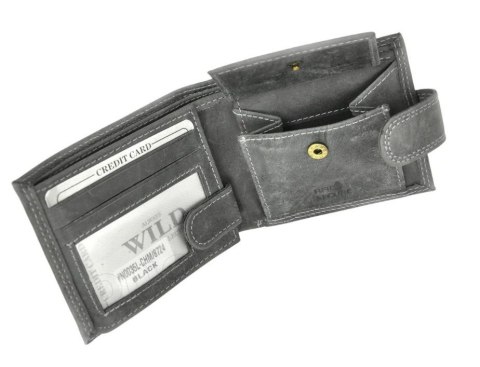 Portfel Męski Skórzany ALWAYS WILD Skóra Licowa Mały Poziomy Z Zapięciem RFID N0035L-CHM/8731 BRĄZOWY 10,5 x 9 x 2 [cm]