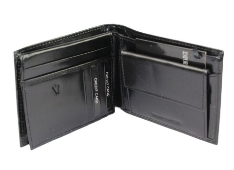 Portfel Męski Skórzany EMPORIO VALENTINI Duży Skóra Bydlęca Poziomy Jedno Skrzydełko 563-292E CZARNY 12,5 x 10 x 2,5 [cm]