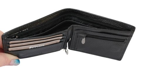 Portfel Męski Skórzany NICOLAS Skóra LicowaPoziomy Jedno Skrzydełko Suwak Na Bilon Sprężyna Na Banknoty 1009 11 x 9 x 2 [cm]