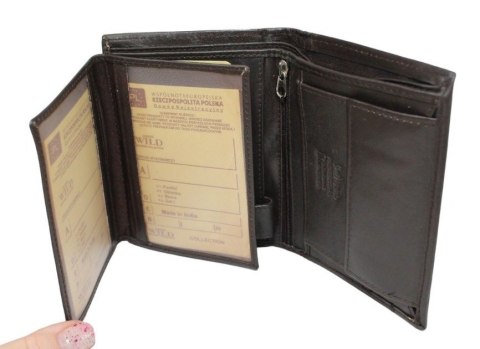 Portfel Męski Skórzany WILD Skóra Licowa Duży Pionowy Bez Zapięcia N4-P 7834 13 x 10 x 2,5 [cm]