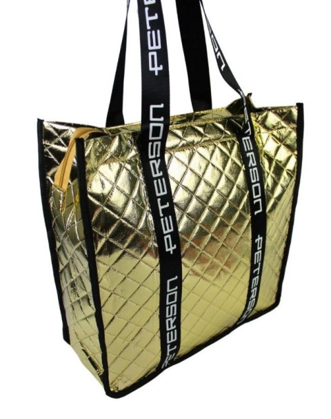 Torebka Damska Materiałowa Peterson PTN RSPV 003 ZŁOTA Na Suwak 40 x 41 x 15 [cm]