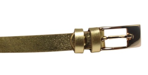 Damski Skórzany Pasek PolskaGalanteria.pl 15 mm Złoty Z Prostokątną Złotą Klamrą Damski Skórzany Pasek PolskaGalanteria.pl 15 mm Złoty Z Prostokątną Złotą Klamrą