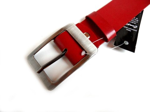 Pasek Damski Skórzany Gładki COMPLEX (PL) 40 mm CZERWONY Szeroki