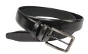 Pasek Męski PAS-MAX (PL) Skórzany ZAOKRĄGLONY Z Połyskiem Gładki Klamra Nowoczesna Skóra Licowa 30 mm CZARNY