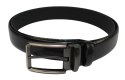 Pasek Męski PAS-MAX (PL) Skórzany ZAOKRĄGLONY Z Połyskiem Gładki Klamra Nowoczesna Skóra Licowa 30 mm CZARNY