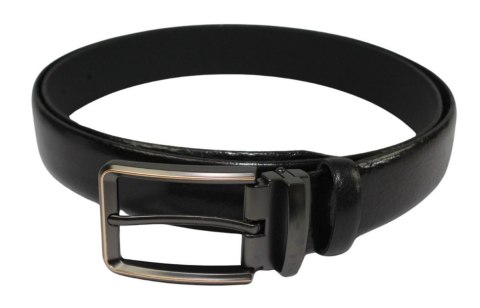 Pasek Męski PAS-MAX (PL) Skórzany ZAOKRĄGLONY Z Połyskiem Gładki Klamra Nowoczesna Skóra Licowa 30 mm CZARNY