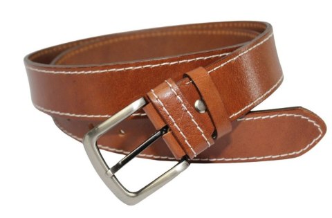 Pasek Męski Skórzany PAS-MAX (PL) Skóra Licowa 40 mm BRĄZOWY SZYTY CIENKĄ BIAŁĄ NITKĄ Pasek Męski Skórzany PAS-MAX (PL) Skóra Licowa 40 mm BRĄZOWY SZYTY CIENKĄ BIAŁĄ NITKĄ