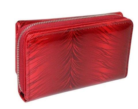 Portfel Damski Skórzany JENNIFER JONES 14cm Suwak I Klapka Skóra Naturalna Lakierowany JJ5245-11 CZERWONY 14,5 x 9 x 3,5 [cm]