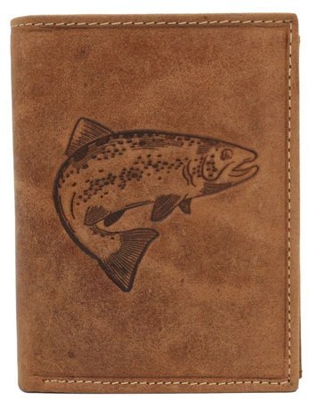 Portfel Męski Polska Galanteria (PL) Skóra Licowa Pionowy Bez Zapięcia Dwa Skrzydełka N4-CHM RFID ,,RYBA,, 13 x 10 x 2 [cm]