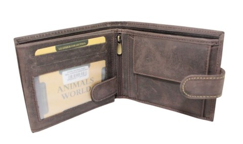 Portfel Męski Skórzany Polska Galanteria (PL) Duży Poziomy Z Zapięciem Dwa Skrzydełka N992L RFID ,,AMSTAF,, 12 x 10 x 3 [cm]
