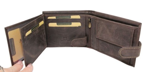Portfel Męski Skórzany Polska Galanteria (PL) Duży Poziomy Z Zapięciem Dwa Skrzydełka N992L RFID ,,AMSTAF,, 12 x 10 x 3 [cm]