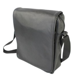 Skórzana Torba Na Ramię Pionowa GRETOS (PL) Listonoszka Z Klapką CZARNA 25 x 18 x 8 [cm]