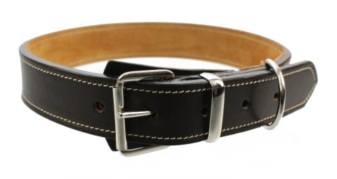 Solidna Obroża Dla Psa Czekoladowa z Beżową Nitką Skóra Naturalna 30 mm 43/53 [cm] HADA (PL)