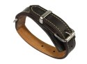 Solidna Obroża Dla Psa Czekoladowa z Beżową Nitką Skóra Naturalna 30 mm 43/53 [cm] HADA (PL)