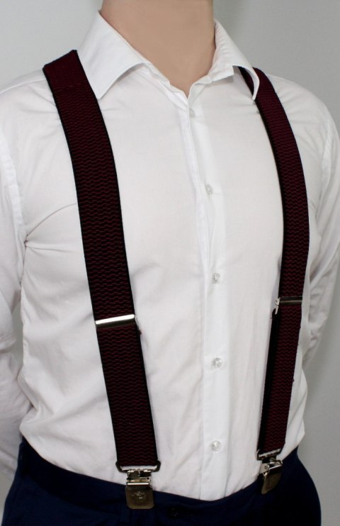 Szelki Do Spodni Polska Galanteria (PL) Z Materiału Regulowane Podwójne Typ X BORDOWE