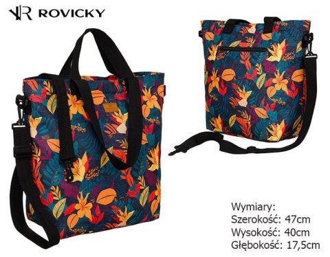 Torebka Damska Listonoszka Materiałowa Rovicky (PL) R-TZ15605/S13 Na Suwak 47 x 40 x 17,5 [cm]