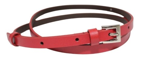 Damski Skórzany Pasek PolskaGalanteria.pl 10 mm CIEMNY CZERWONY Srebna Klamra Damski Skórzany Pasek PolskaGalanteria.pl 10 mm CIEMNY CZERWONY Srebna Klamra