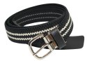 Pasek Gumowa Plecionka Polska Galanteria (PL) XXL Rozciągliwy CZARNO-BIAŁY 30 mm Klamra Tradycyjna Uniwersalny Zakres Zapinania