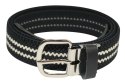 Pasek Gumowa Plecionka Polska Galanteria (PL) XXL Rozciągliwy CZARNO-BIAŁY 30 mm Klamra Tradycyjna Uniwersalny Zakres Zapinania