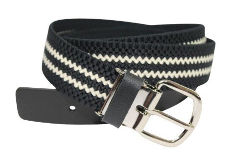 Pasek Gumowa Plecionka Polska Galanteria (PL) XXL Rozciągliwy CZARNO-BIAŁY 30 mm Klamra Tradycyjna Uniwersalny Zakres Zapinania