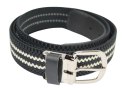 Pasek Gumowa Plecionka Polska Galanteria (PL) XXL Rozciągliwy CZARNO-BIAŁY 30 mm Klamra Tradycyjna Uniwersalny Zakres Zapinania
