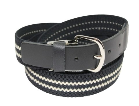 Pasek Gumowa Plecionka Polska Galanteria (PL) XXL Rozciągliwy CZARNO-BIAŁY 30 mm Klamra Tradycyjna Uniwersalny Zakres Zapinania